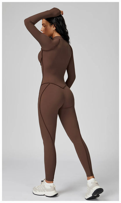 Long Sleeved Women's Gym Zipper Bodysuit/Tracksuit/Jumpsuit