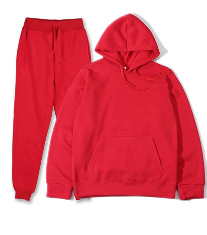 Men's Solid Color Hoodie+pants Two-piece Set Tracksuit