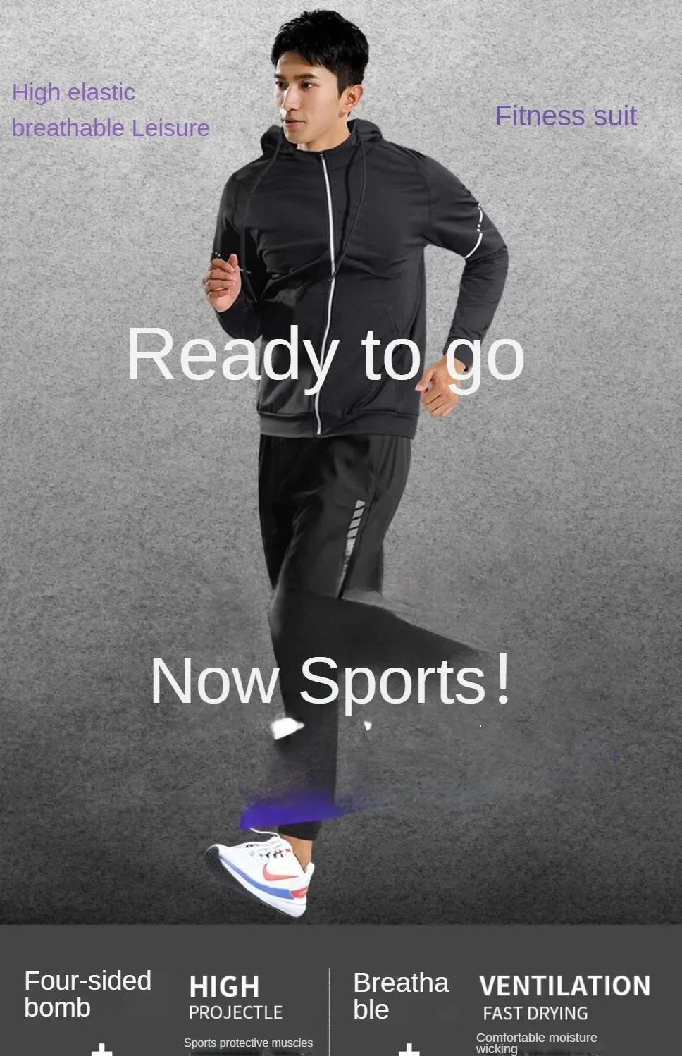 3-7Pcs Men's Ice Fiber Quick-Dry Running Fitness Workout Full Set/Tracksuit