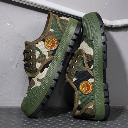 Men's Spring Breathable Outdoor Work Non-slip Wear-resistant Low-top Camouflage Training Shoes